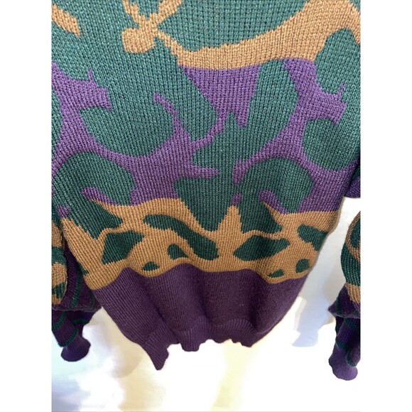Country Suburbans Women’s Turtleneck Sweater Size Small Purple Green Geometric - Picture 12 of 12